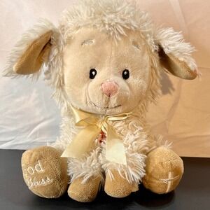 Fiesta Small Lamb Plush Cream Excellent God Bless Cross Religious Sheep Lovey‎